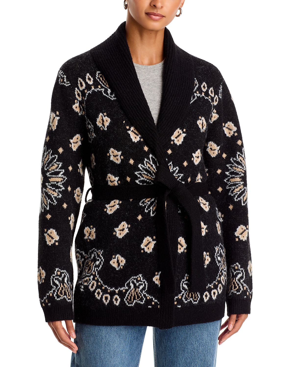 Aqua Shawl Collar Belted Cardigan - Exclusive