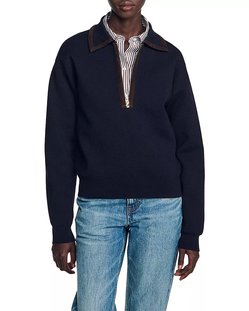 Sandro Sinclair Half Zip Sweater