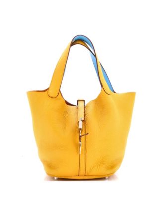 Picotin Lock Mini Clemence Leather Bucket Bag