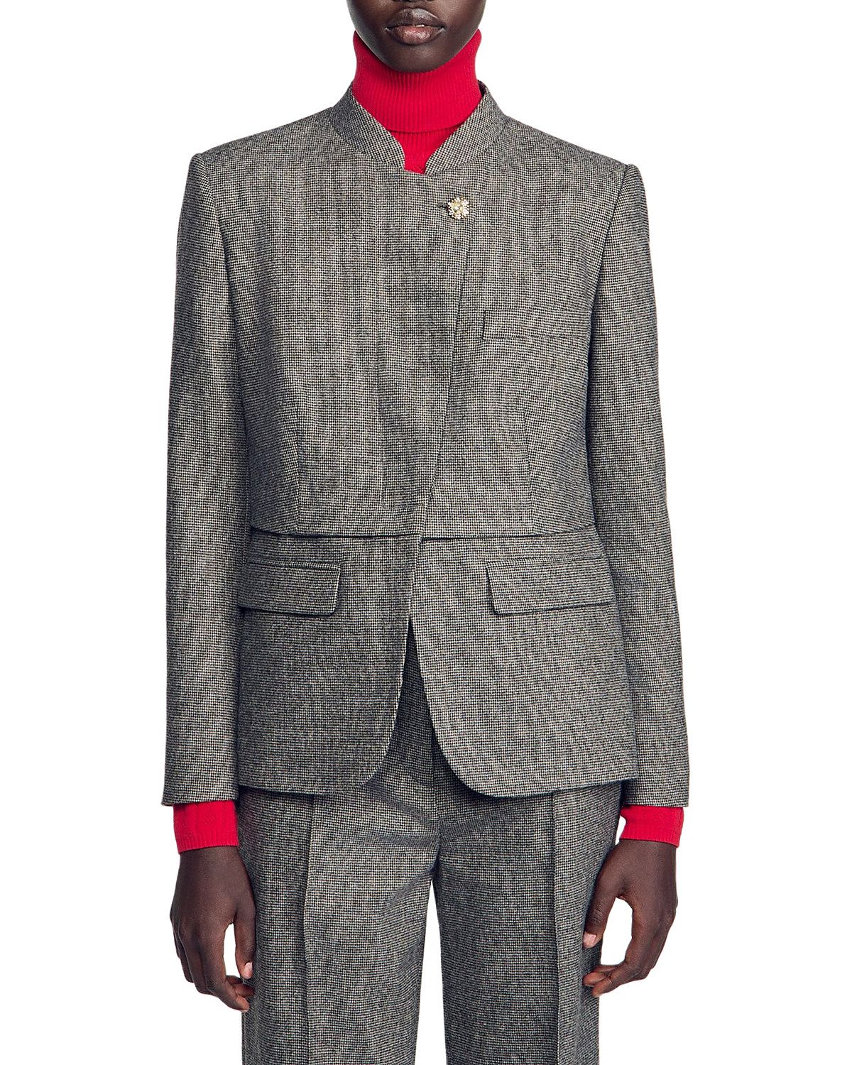 Sandro Vannina Band Collar Suit Jacket