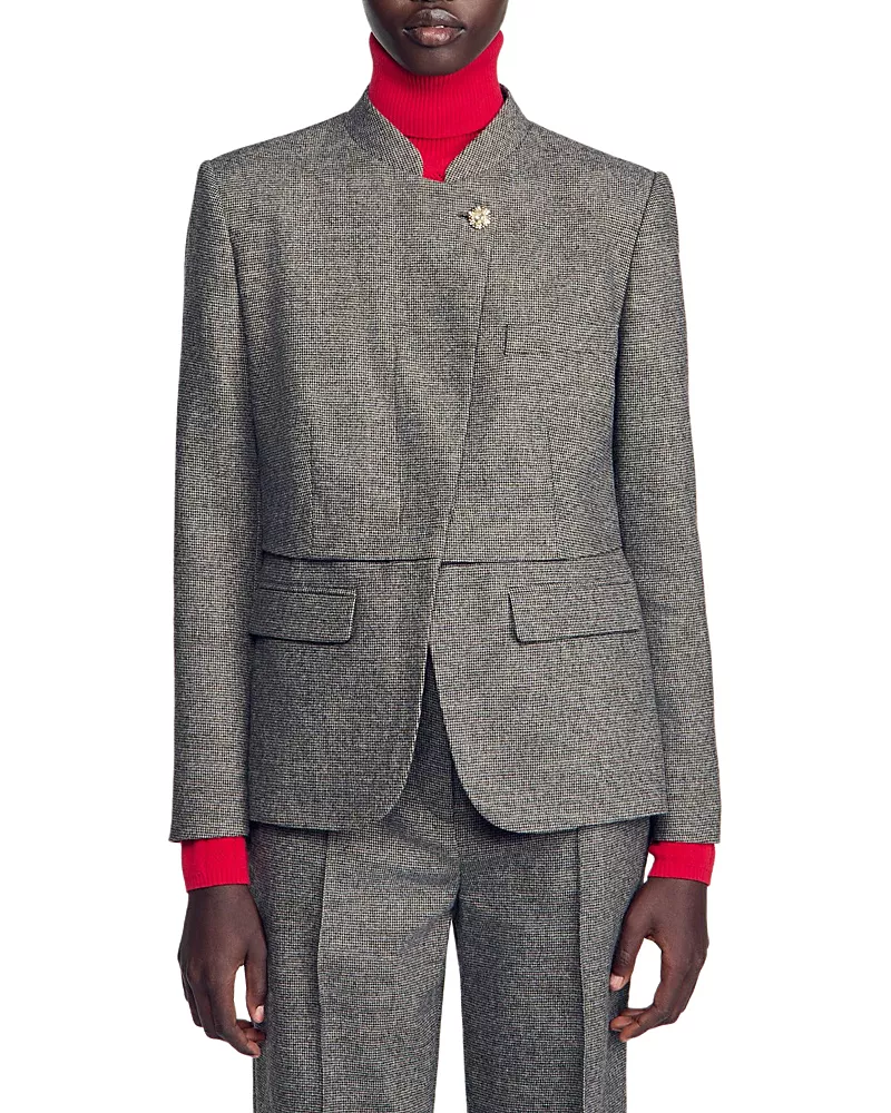 Sandro Vannina Band Collar Suit Jacket