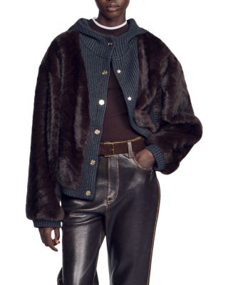 Theodore Faux Fur Ribbed Trim Jacket