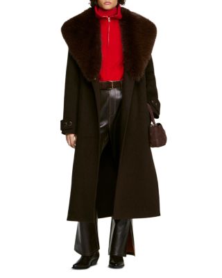 Gustave Faux Shearling Collar Robe Coat