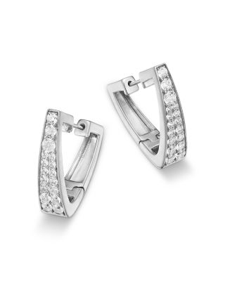 Diamond Geometric Hoop Earrings in 14K White Gold, 1.0 tcw