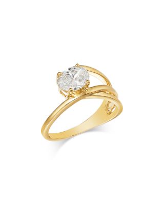 Luxe Collection Certified Lab Grown Diamond Oval Cut Solitaire Wrap Ring in 14K Yellow Gold, 1.0 tcw