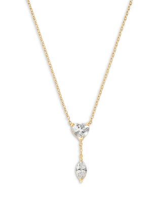 Luxe Collection Certified Lab Grown Diamond Heart & Marquis Drop Necklace in 14K Yellow Gold, 1.5 tcw