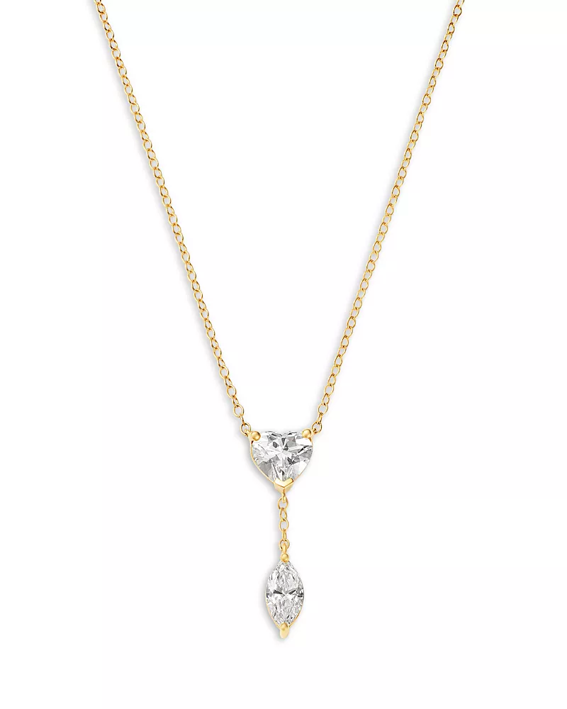 Bloomingdale's Fine Collection Luxe Collection Certified Lab Grown Diamond Heart & Marquis Drop Necklace in 14K Yellow Gold, 1.5 tcw