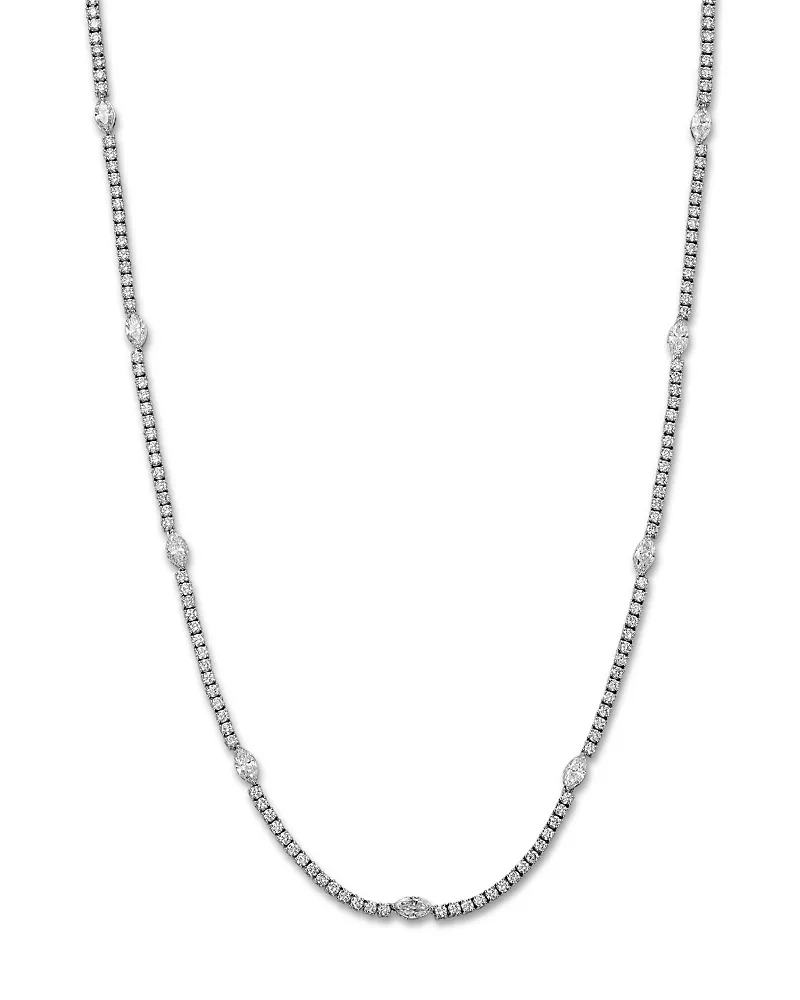 Bloomingdale's Fine Collection Luxe Collection Certified Lab Grown Diamond Marquise Cut Tennis Necklace in 14K White Gold, 8.0 tcw