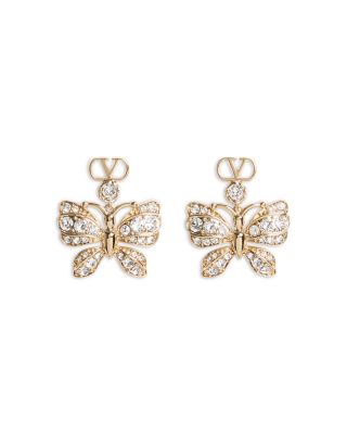 Pav&eacute; Butterfly Drop Earrings