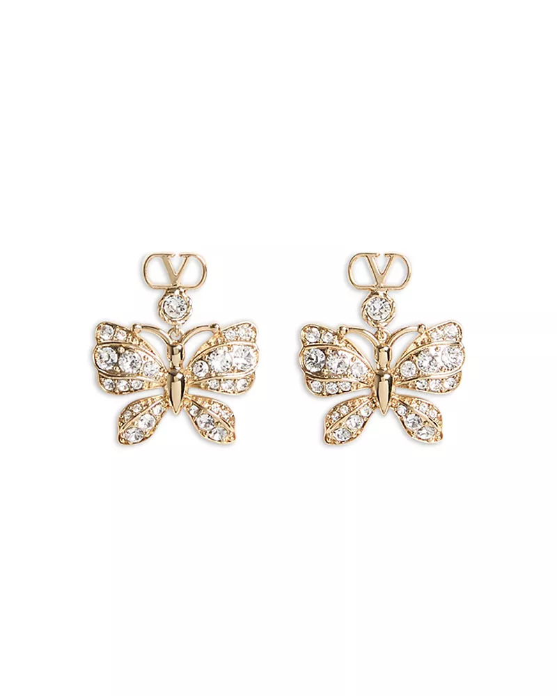Valentino Garavani Pave Butterfly Drop Earrings