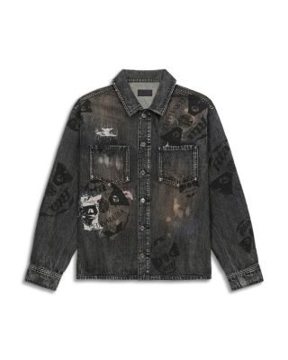 Curva Ultra Cotton Distressed Graphic Shirt Jacket