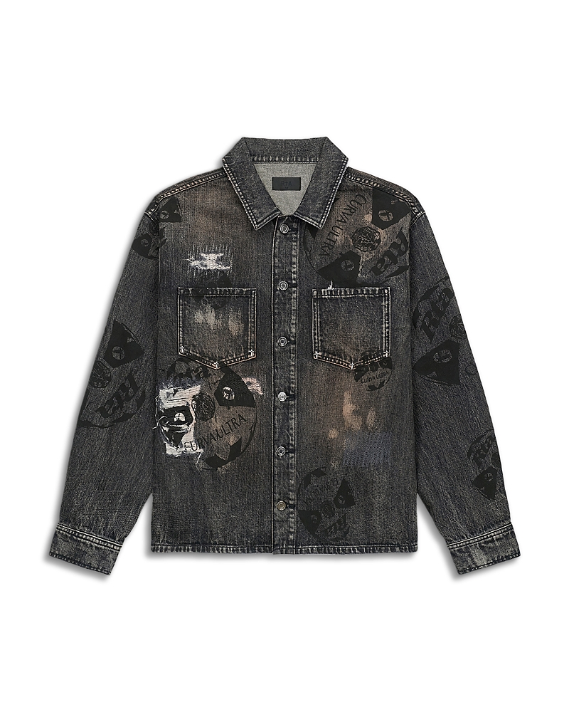 Rta Curva Ultra Cotton Distressed Graphic Shirt Jacket