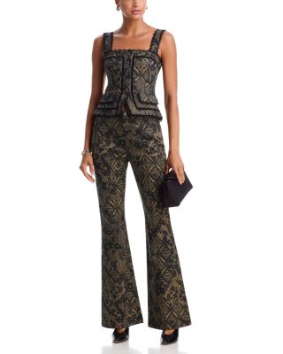 Myra Square Neck Top & Charlie High Rise Flare Jeans in Printed Patchwork Lace