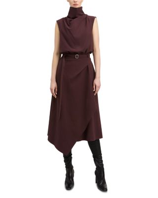 Debbie Cotton Stretch Funnel Neck Belted Dress