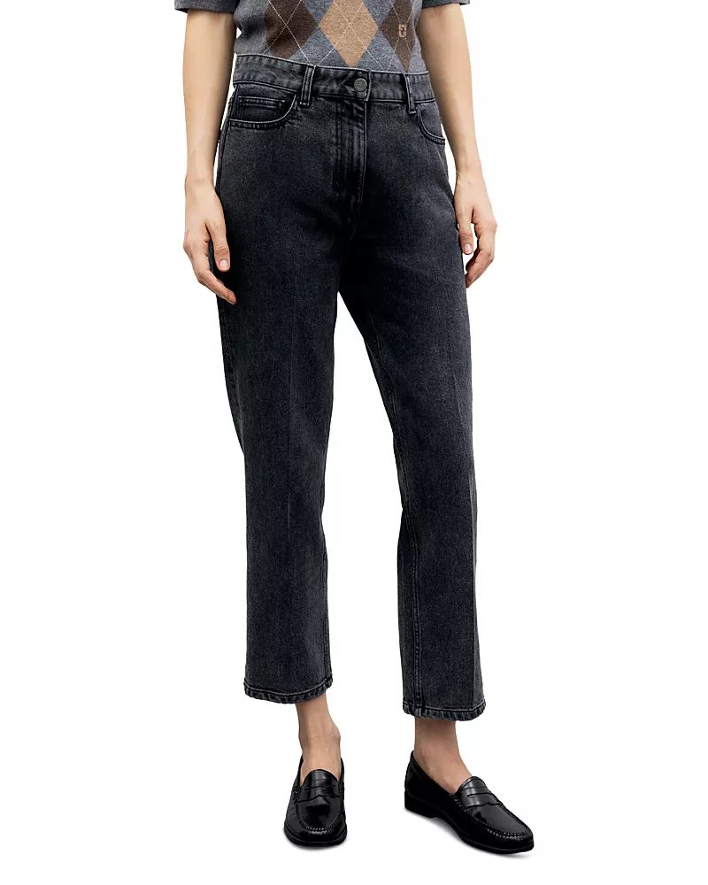 Gerard Darel Irma High Rise Straight Jeans in Charcoal