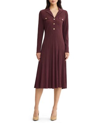 Fit & Flare Soft Ribbed Knit Midi Dress