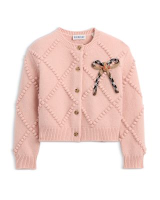 Girls' Bonnie Check Bow Wool Cashmere Cardigan - Little Kid