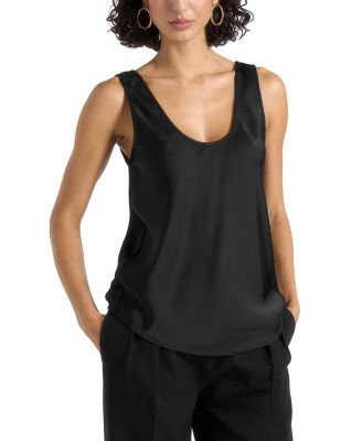 Mathilda Satin Scoop Neck Open Back Tank Top
