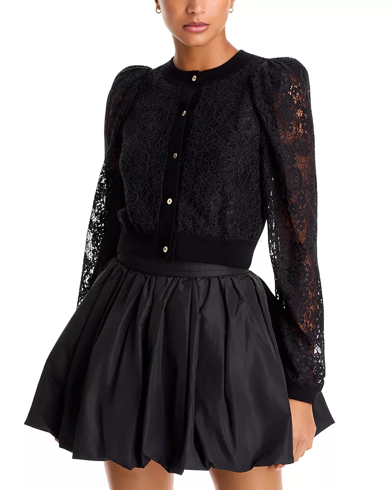 Alice and Olivia Kitty Crewneck Cardigan Sweater