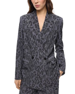 Rhinestone Pattern Double Breasted Blazer
