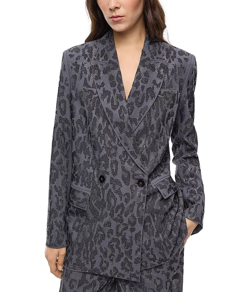 Pinko Rhinestone Pattern Double Breasted Blazer