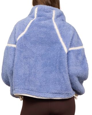 Contrast Binding Sherpa Quarter Zip Jacket - thumbnail 5
