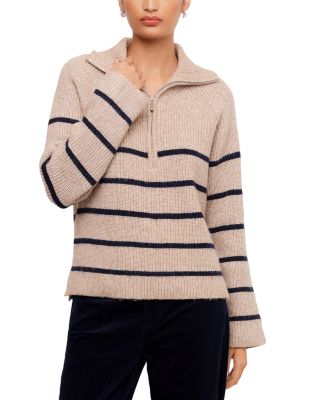 Stripe Half-Zip Long Sleeve Sweater