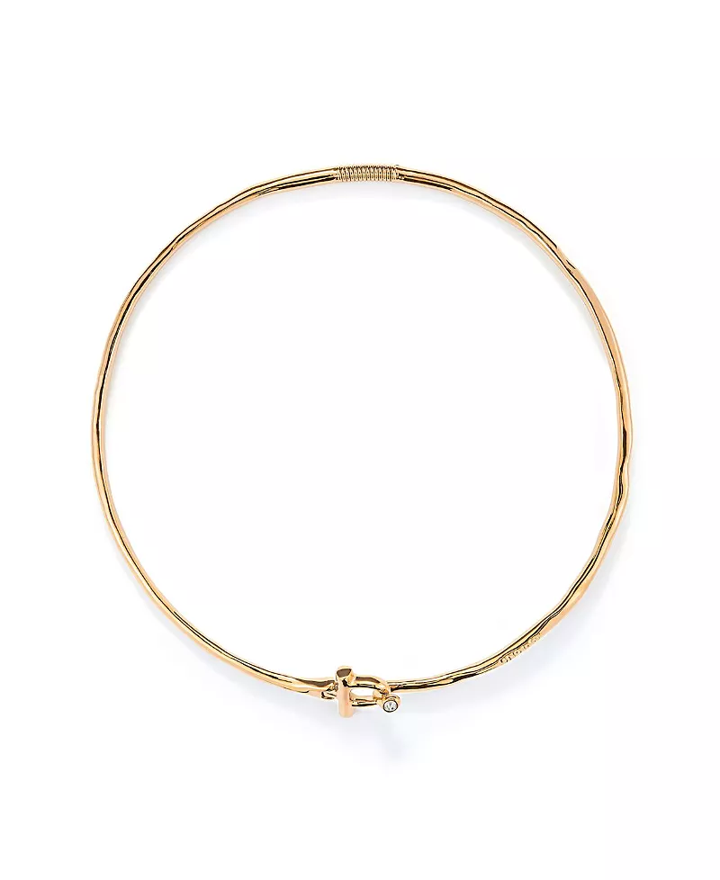 UNOde50 Rigid Necklace with Gold-Plated Front Clasp with White Topaz