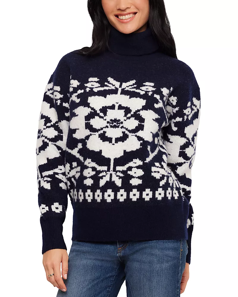 Karen Kane Jacquard Turtleneck Sweater