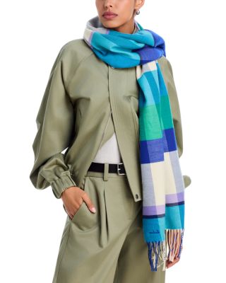 Cubists Plaid Fringe Scarf