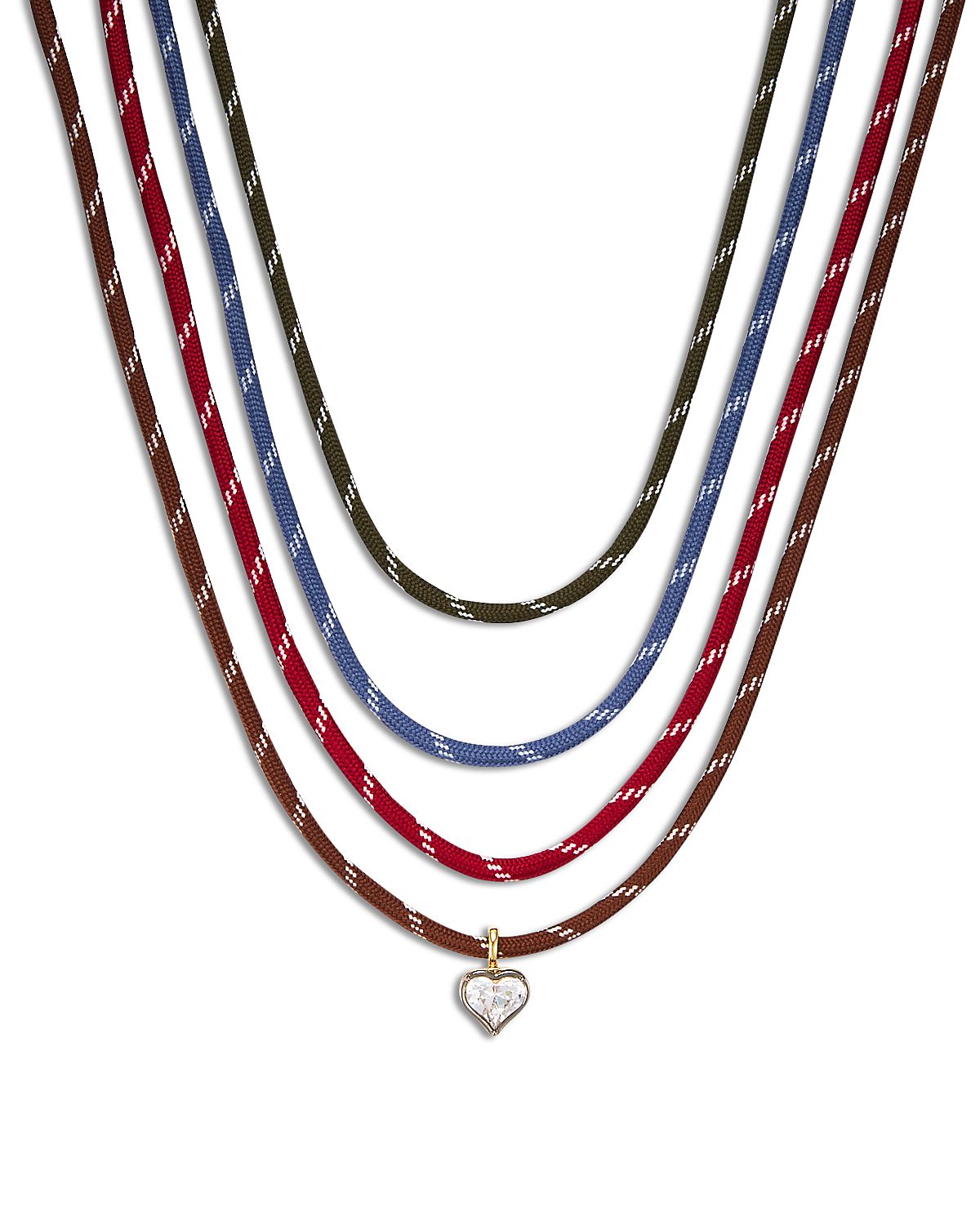 Aqua Cubic Zirconia Heart Pendant Cord Necklaces