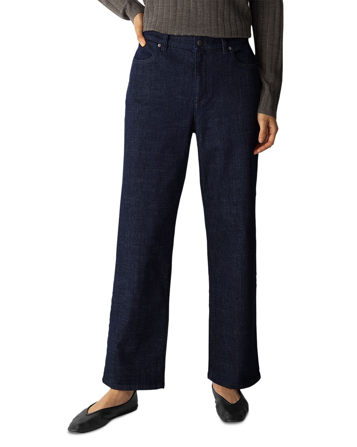 Eileen Fisher Cotton Stretch Straight Ankle Jeans