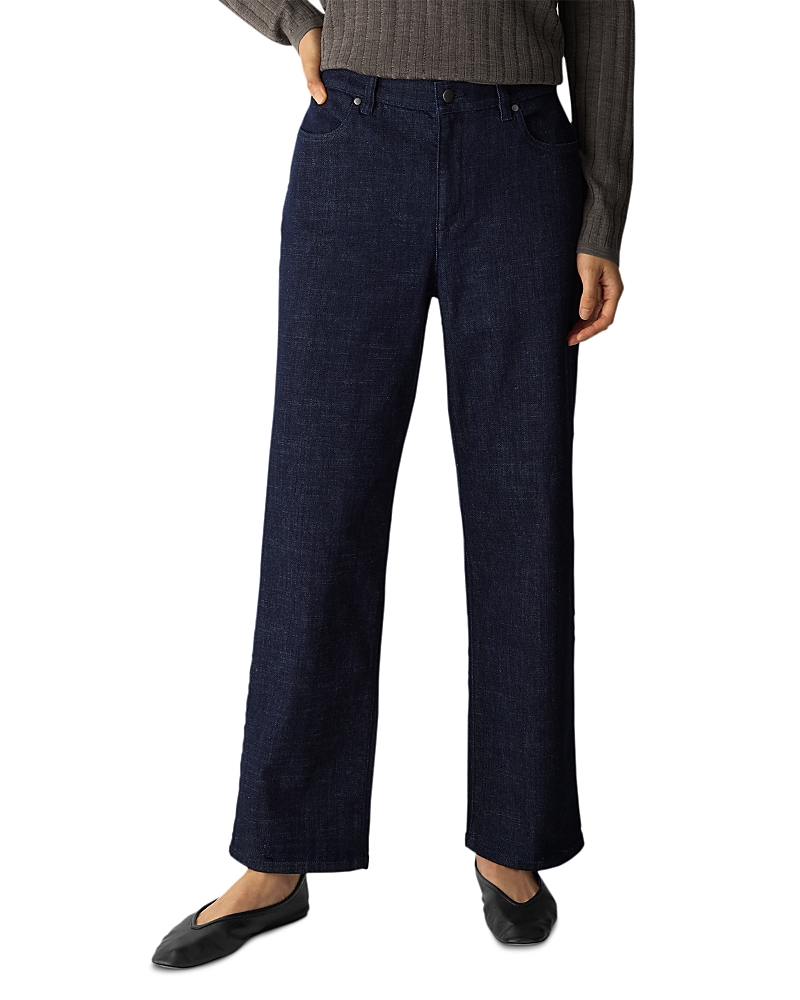 Eileen Fisher Cotton Stretch Straight Ankle Jeans in Deep Indigo