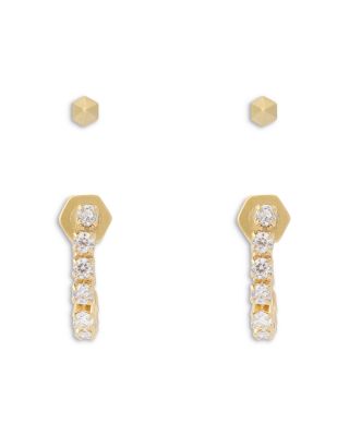 Phoebe Stud & Rhinestone Front to Back Earrings, Set of 2