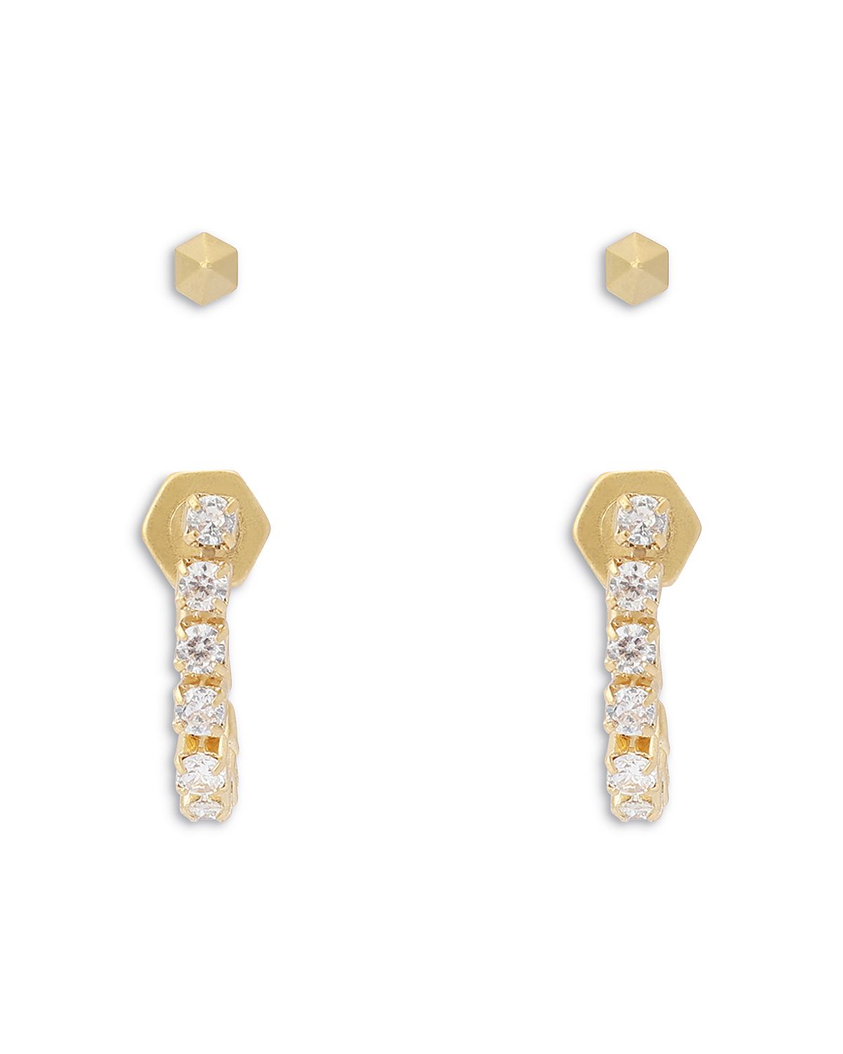 Allsaints Phoebe Stud & Rhinestone Front to Back Earrings