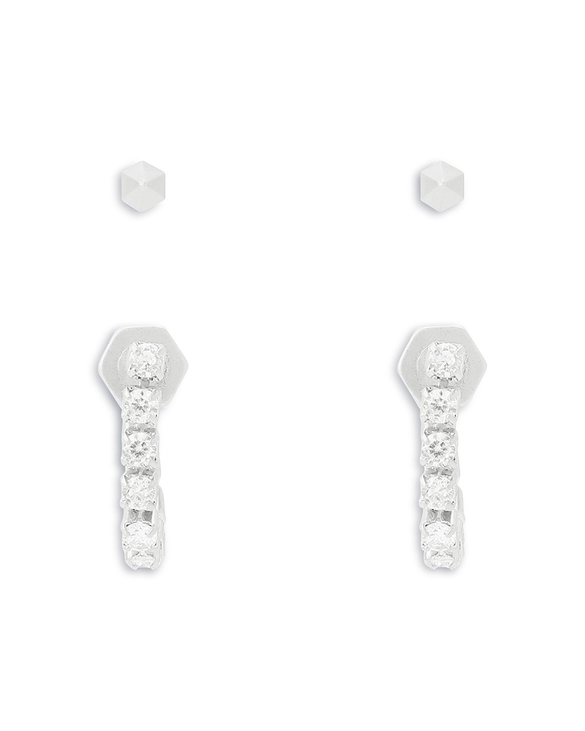 Allsaints Phoebe Stud & Rhinestone Front to Back Earrings