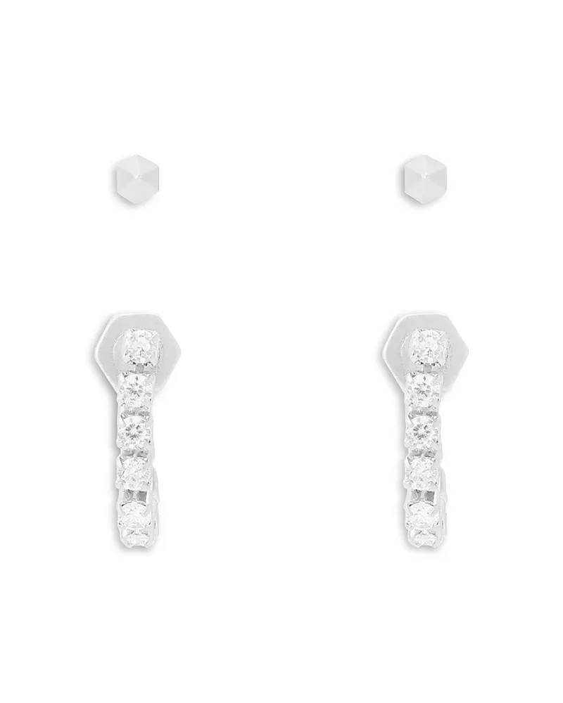 Allsaints Phoebe Stud & Rhinestone Front to Back Earrings, Set of 2