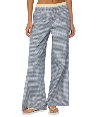 Indya Contrast Plaid Wide Leg Pants