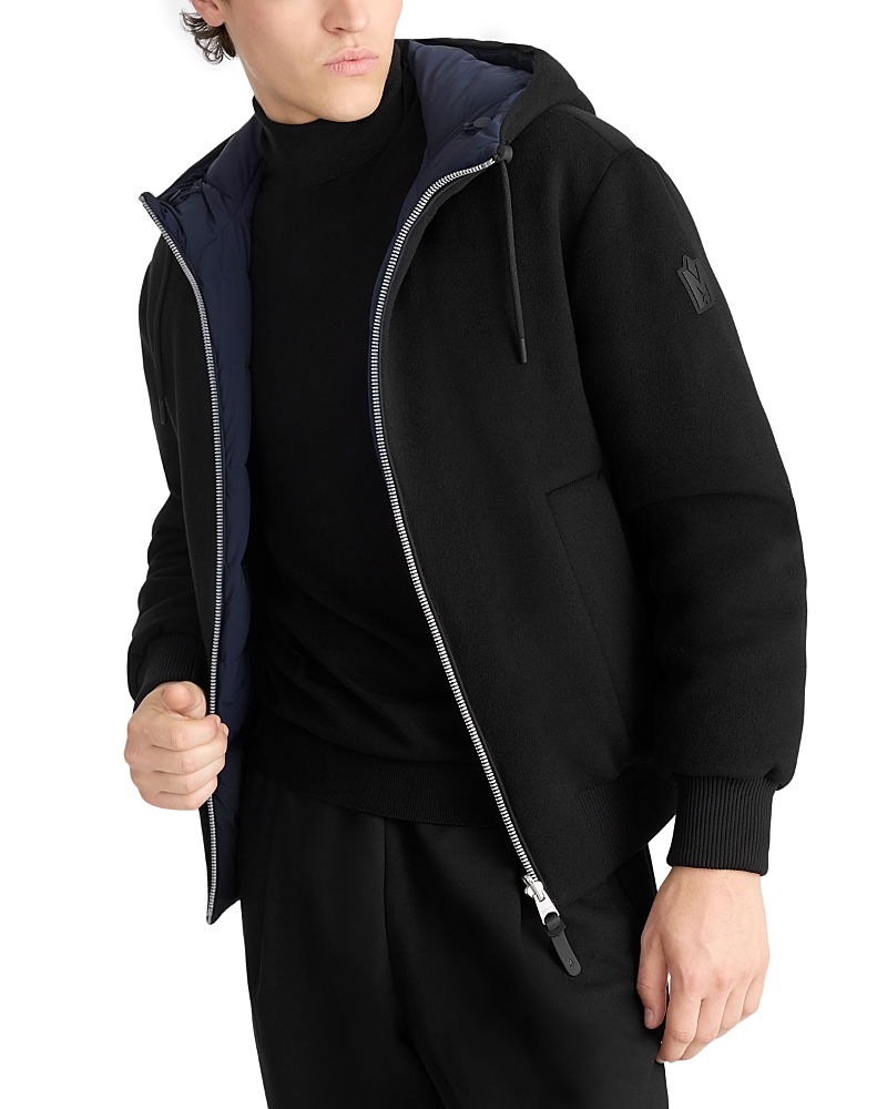 Mackage Niko Reversible Hooded Wool Jacket In Black