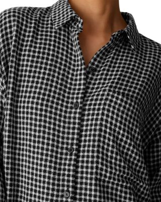 Wool & Cotton Check Classic Collar Long Shirt - thumbnail 4