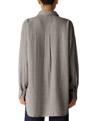 Wool & Cotton Check Classic Collar Long Shirt - thumbnail 9
