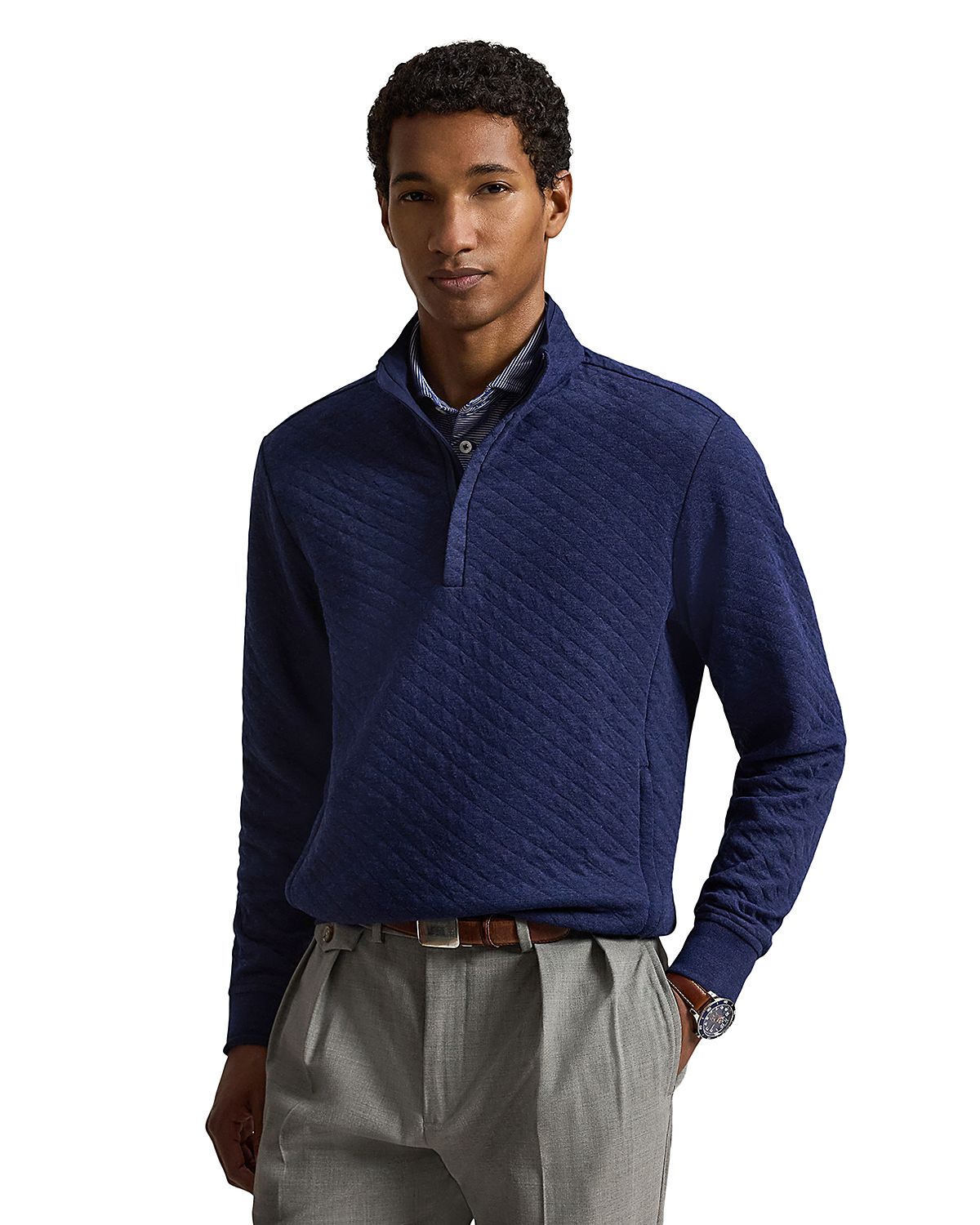 Polo Ralph Lauren Quilted Double Knit Half Zip Sweater