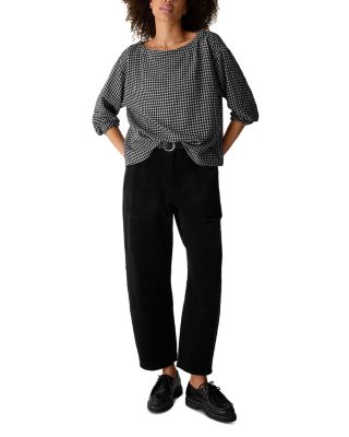 Wool Cotton Check Bateau Neck Boxy Top - thumbnail 2