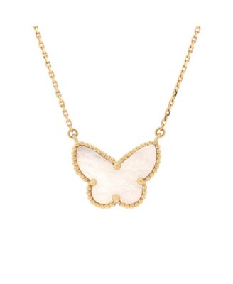 Lucky Alhambra Butterfly Pendant Necklace 18K Gold with Mother of Pearl, 16.5"