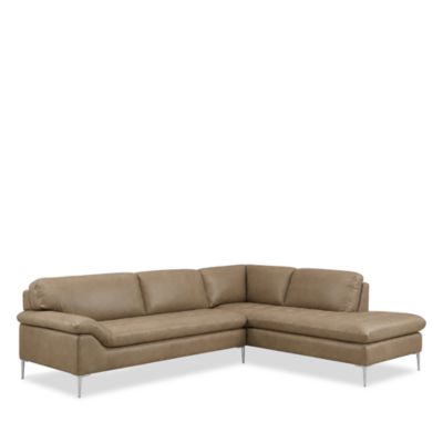 Corsica 2 Piece Leather Sectional, Right Arm Facing