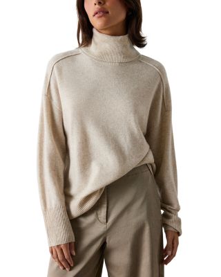 Cashmere Seam Detail High Neck Sweater