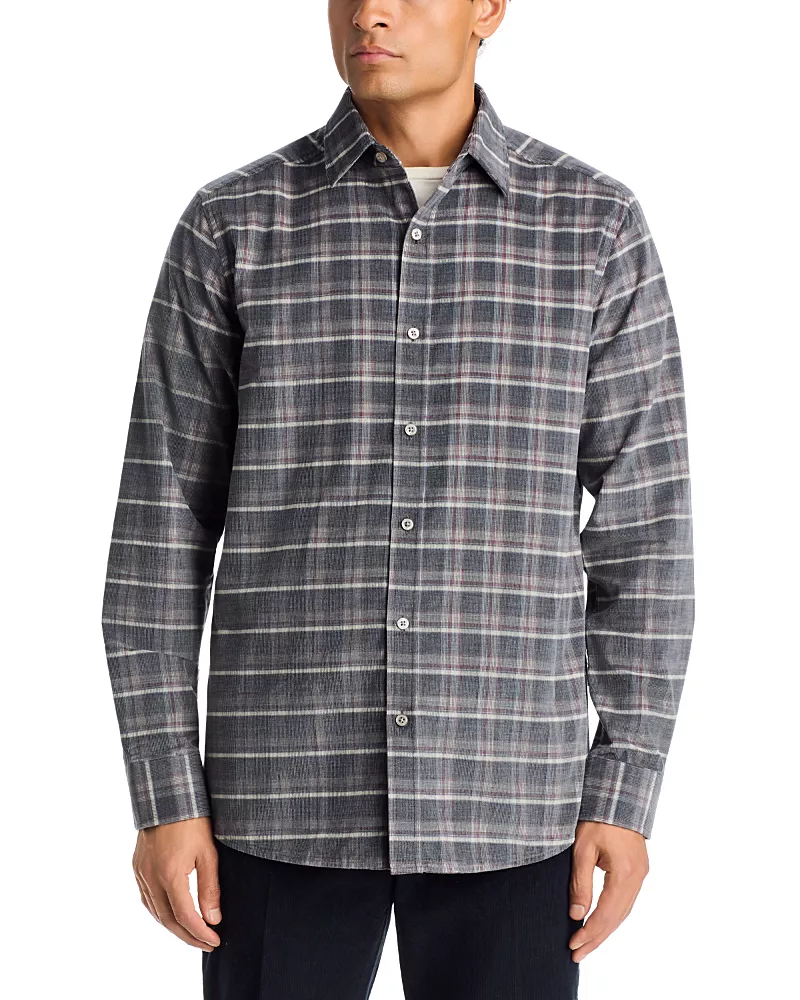 The Men's Store at Bloomingdale's Corduroy Plaid Cotton Button Down Shirt - Exclusive