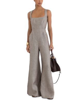 Flora Linen Square Neck Wide Leg Jumpsuit