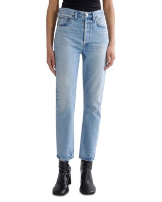 Riley High Rise Straight Crop Jeans in Steam