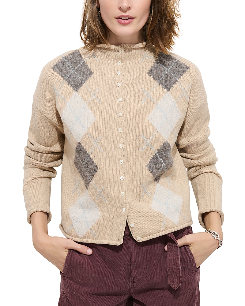 Alex Mill Taylor Argyle Cardigan Sweater In Brown